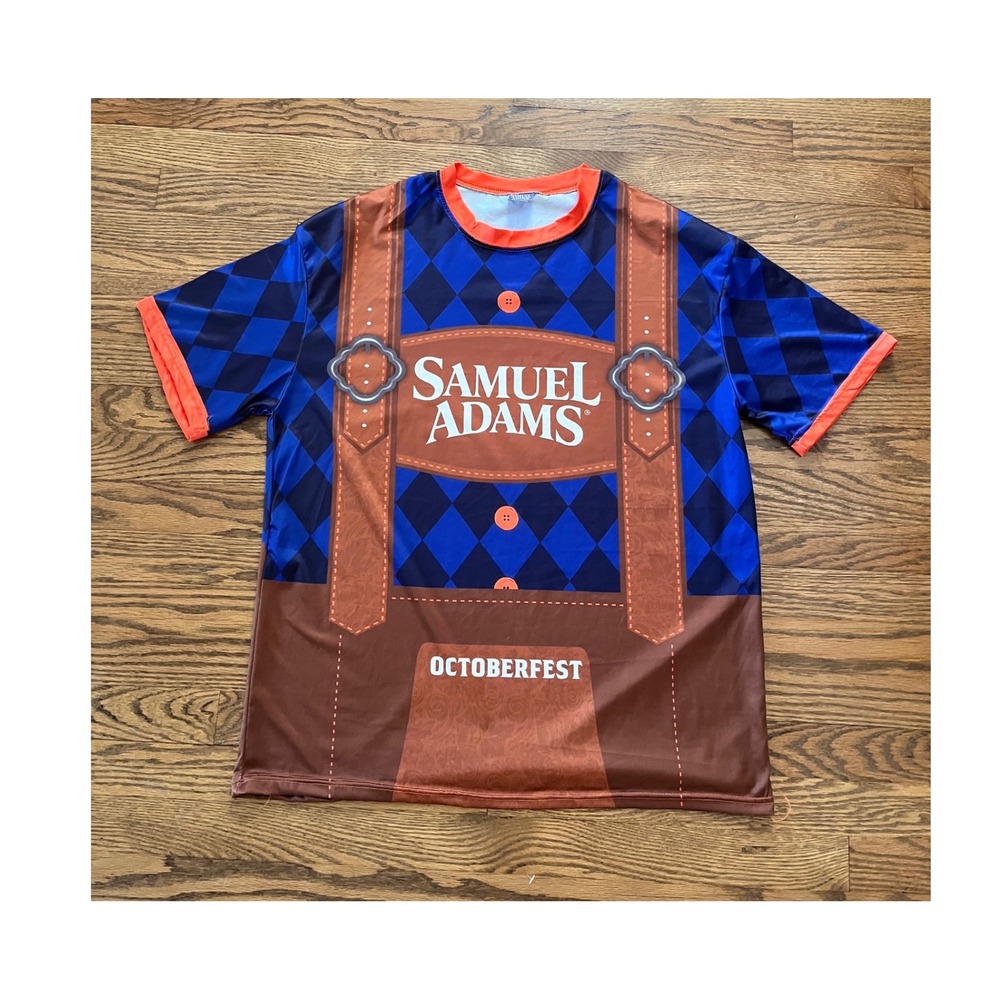 Samuel Adams Octoberfest Lederhosen Graphic T-Shirt Mens XL Blue Beer Promo